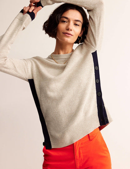Alma Contrast Trim Jumper-Chinchilla Melange, Navy-4