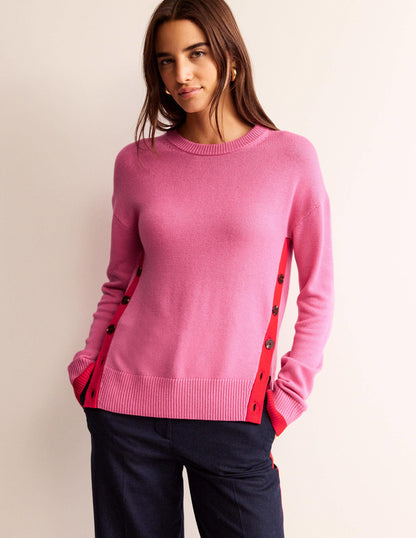 Alma Contrast Trim Jumper-Bright Pink, Post Box Red-4