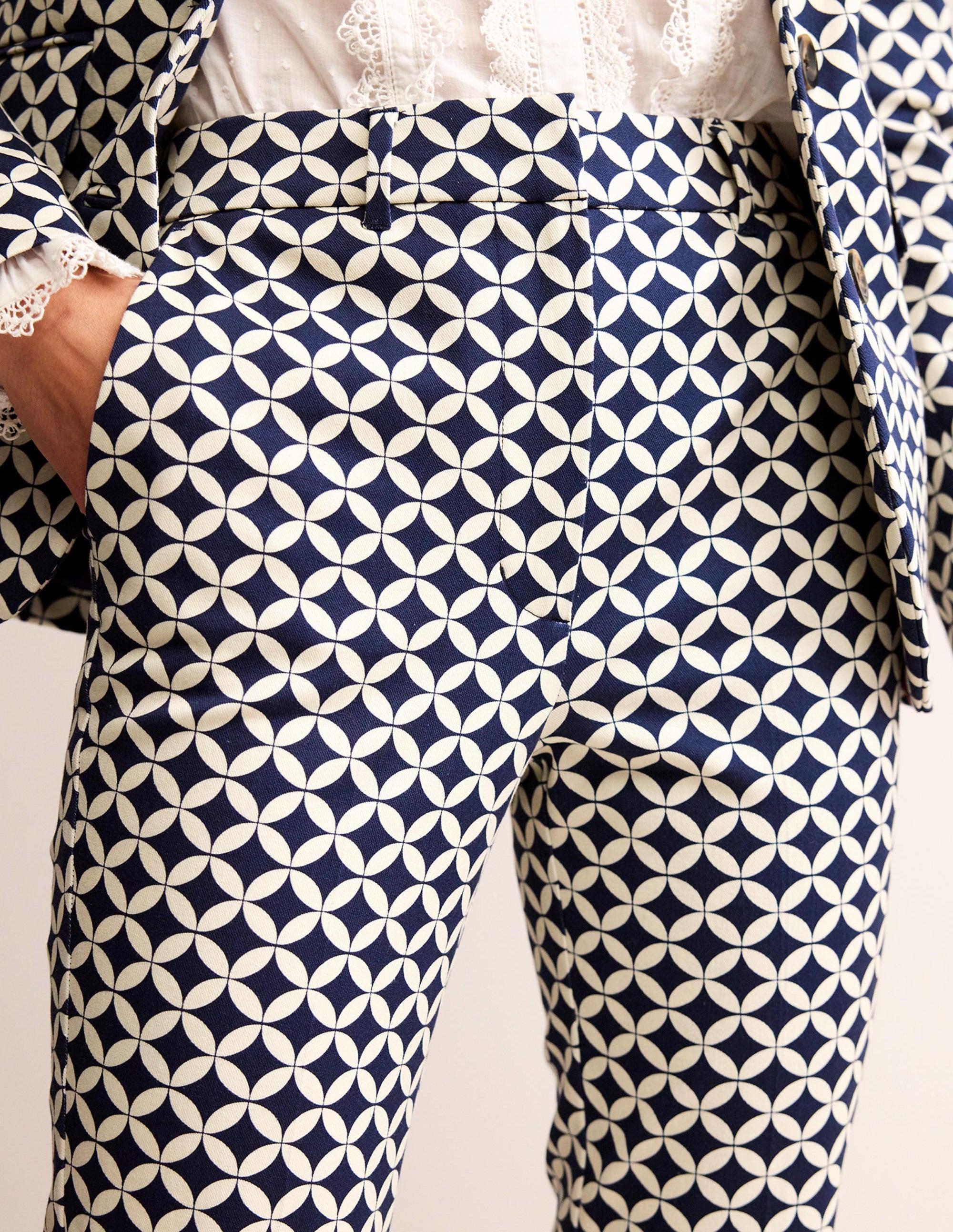 Highgate Printed Trousers-Navy, Diamond Terrace - Image 2