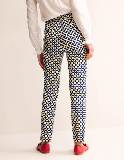 Highgate Printed Trousers-Navy, Diamond Terrace