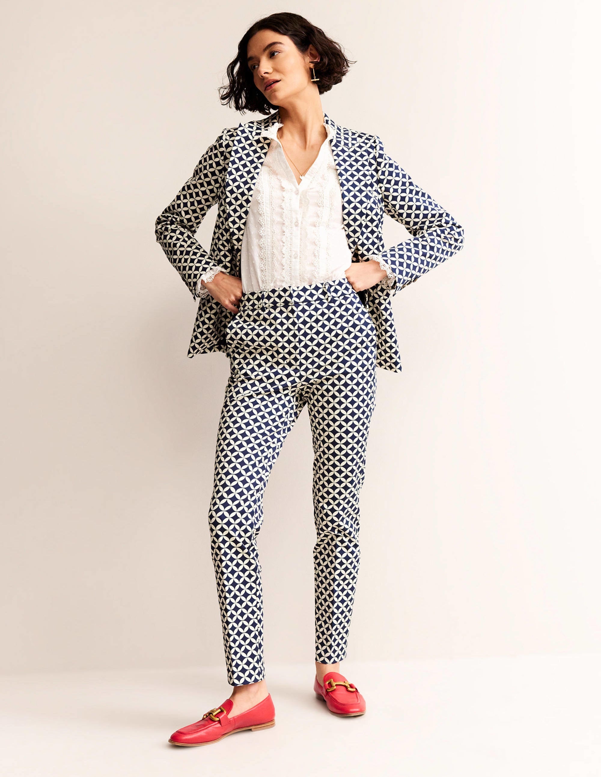 Highgate Printed Trousers-Navy, Diamond Terrace - Image 4