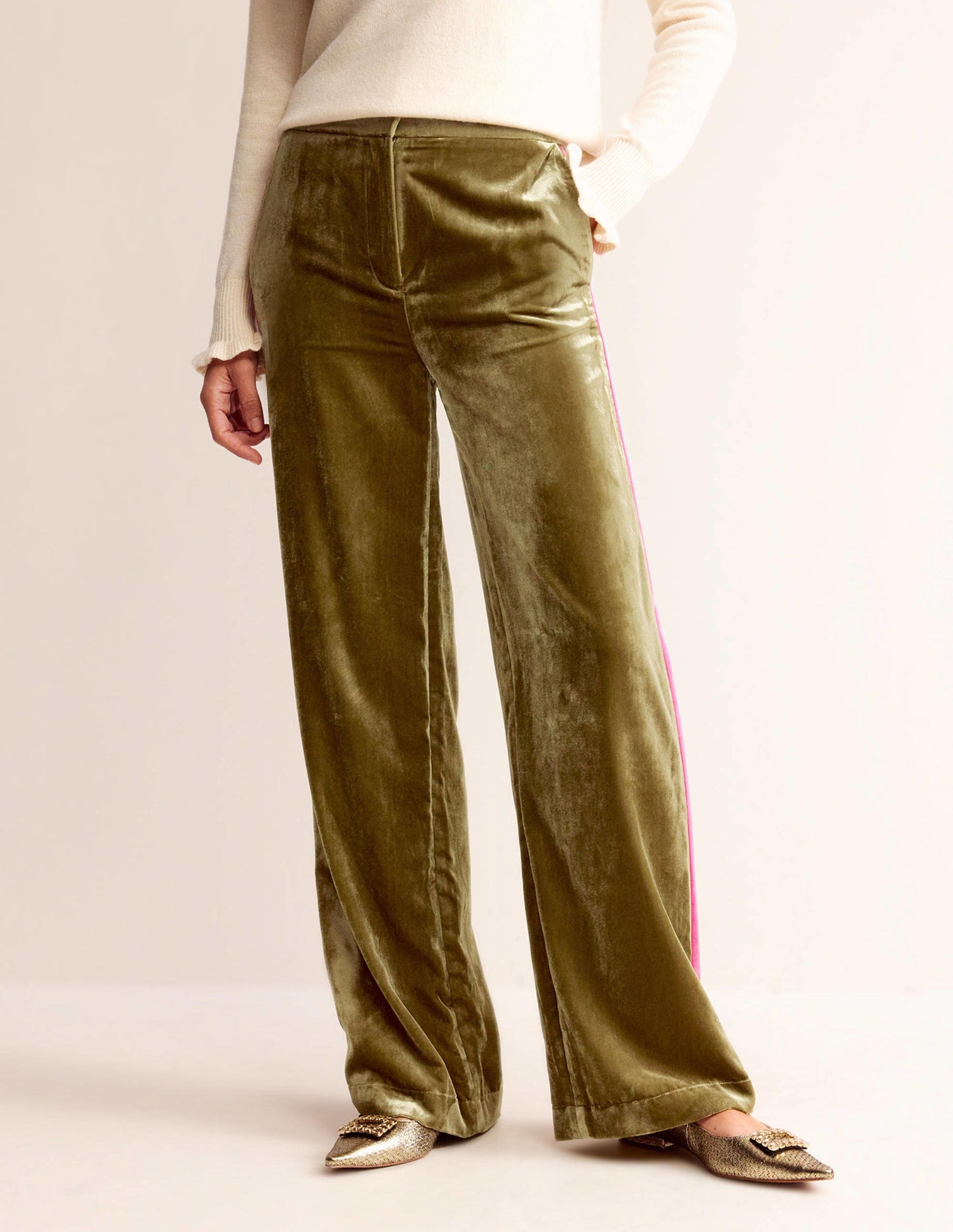 Westbourne Velvet Trousers-Khaki