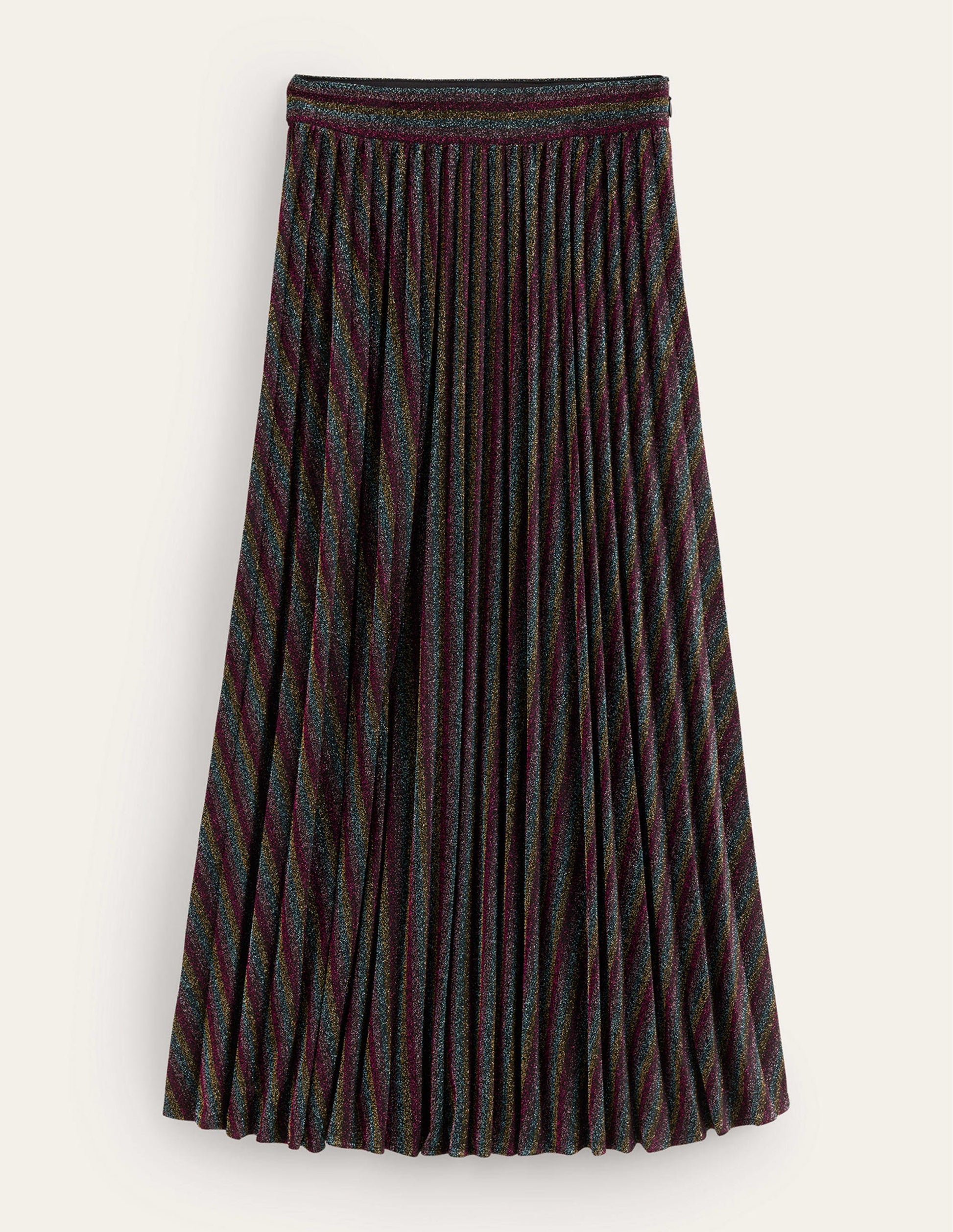 Jersey Metallic Pleated Skirt-Multi Stripe-6
