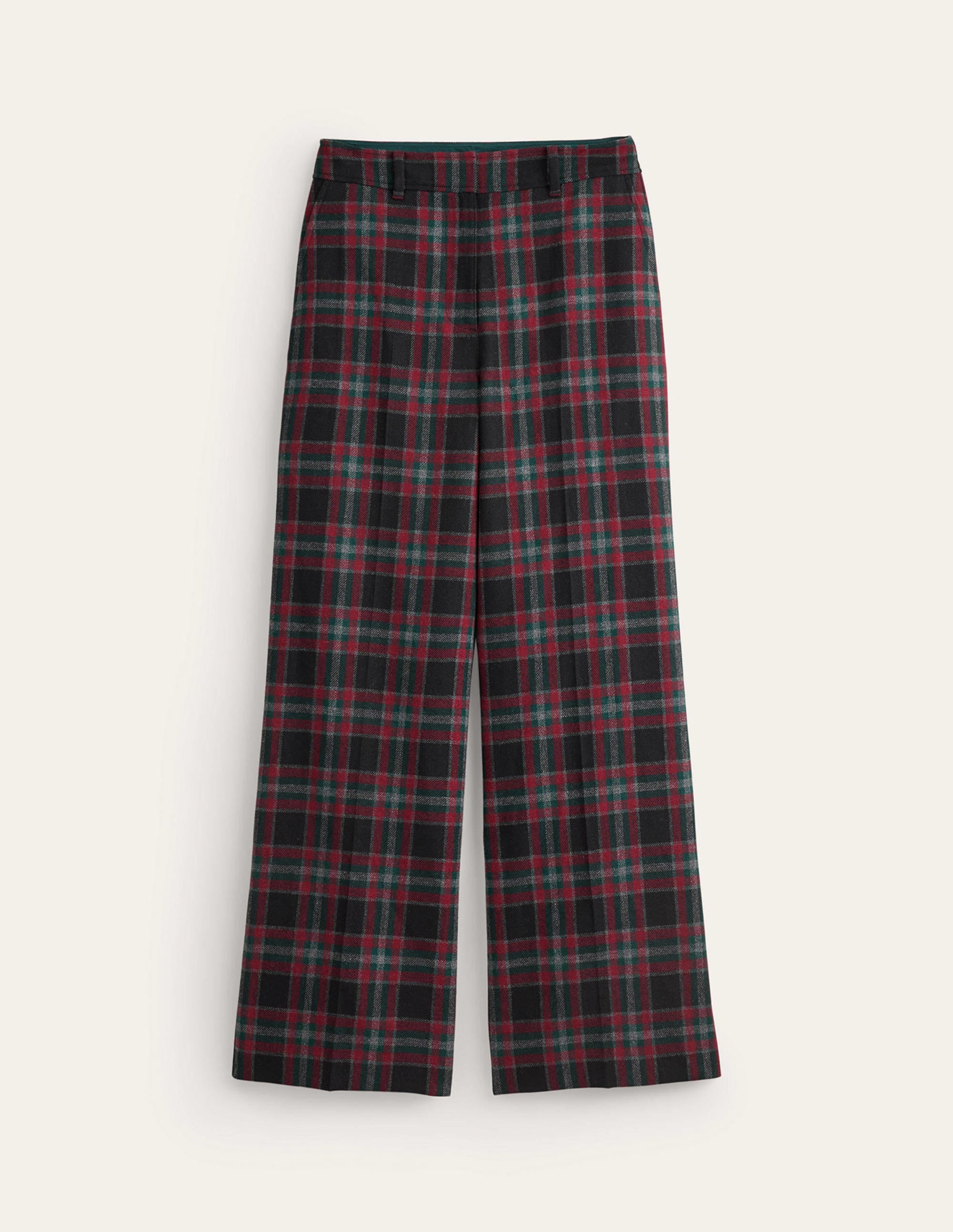 Westbourne Wool Blend Trousers-Green and Brown Check - Image 5