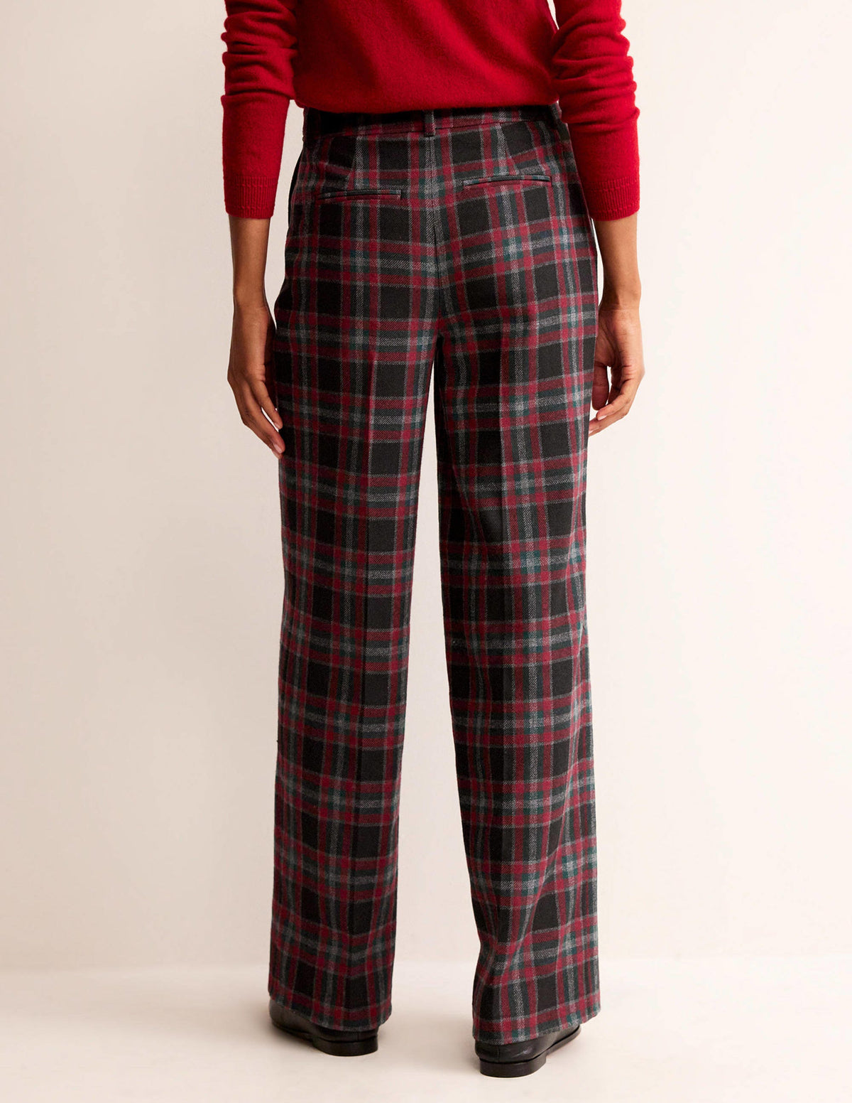 Westbourne Wool Blend Trousers-Green and Brown Check - Image 3