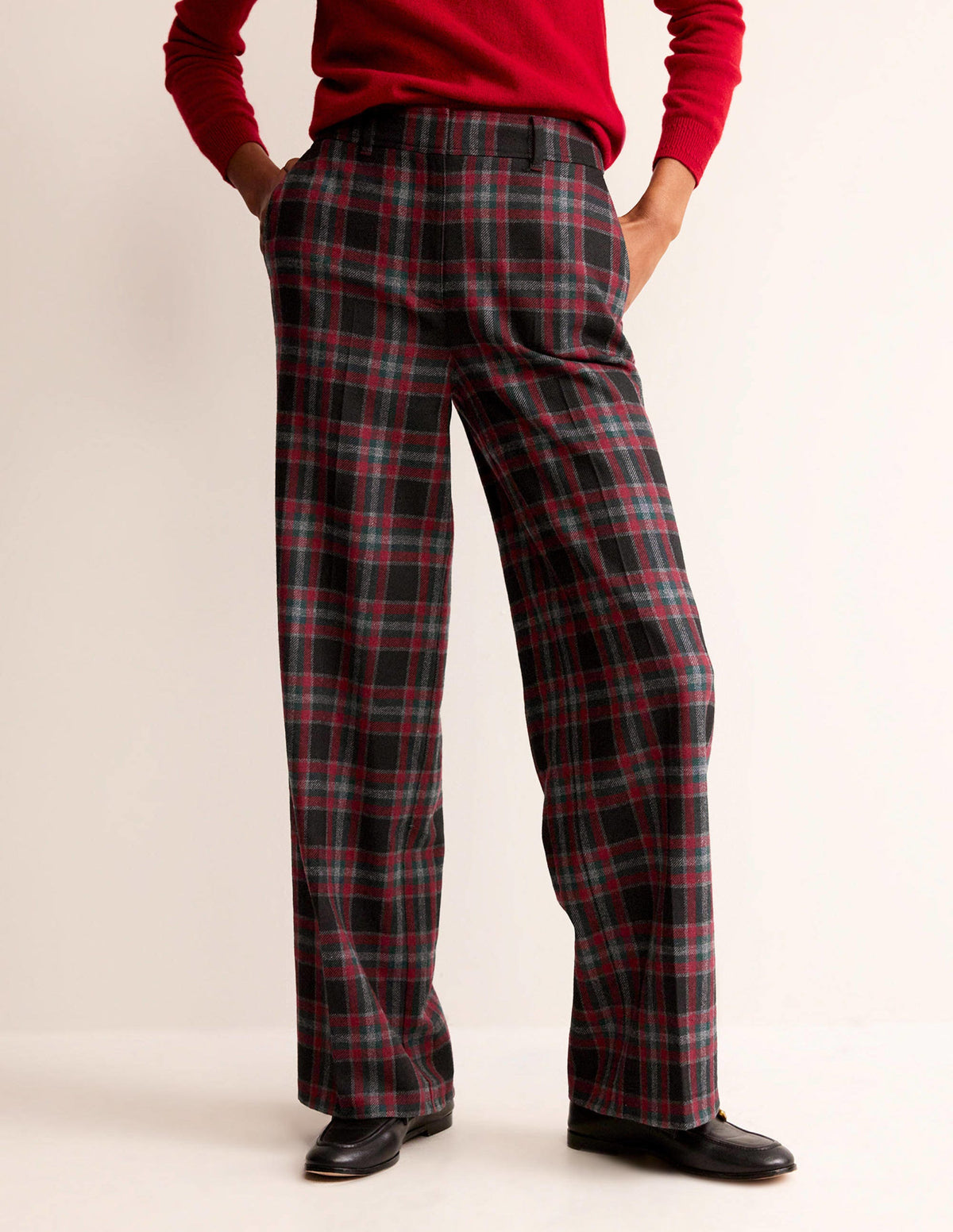 Westbourne Wool Blend Trousers-Green and Brown Check - Image 4