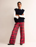 Westbourne Wool Blend Trousers-Red Tartan Check