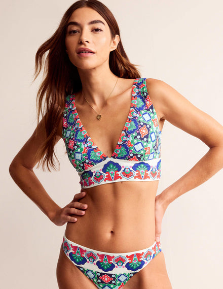 Porto Bikini Top-Mangrove Green, Embroidery