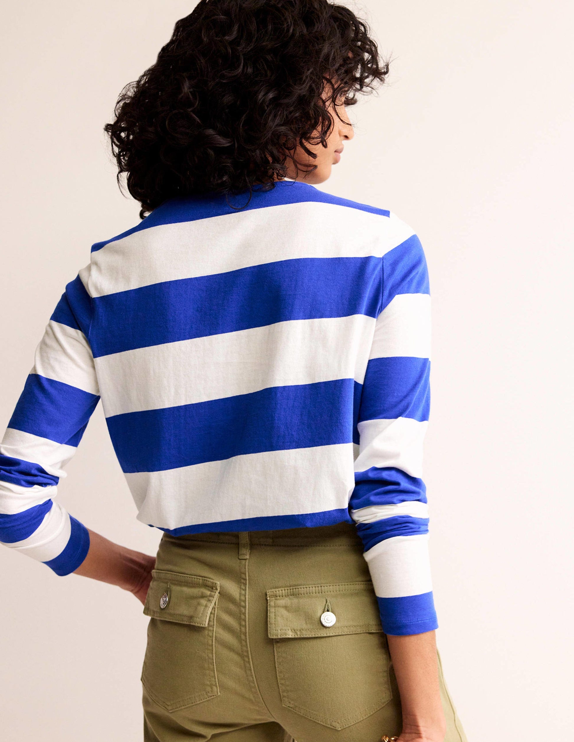 Bea Long Sleeve Breton-Blue, Ivory Wide Stripe-3