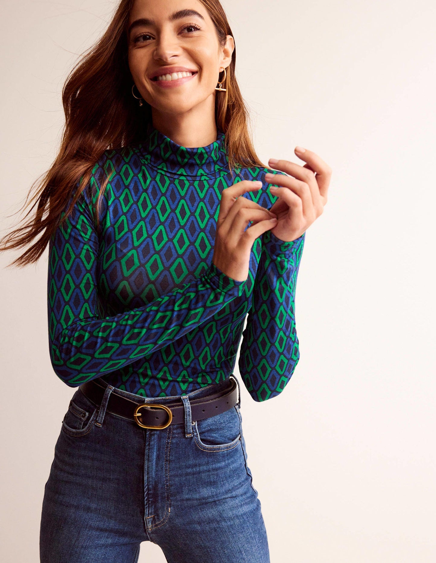 Polly Jersey Top-Atlantic, Azure