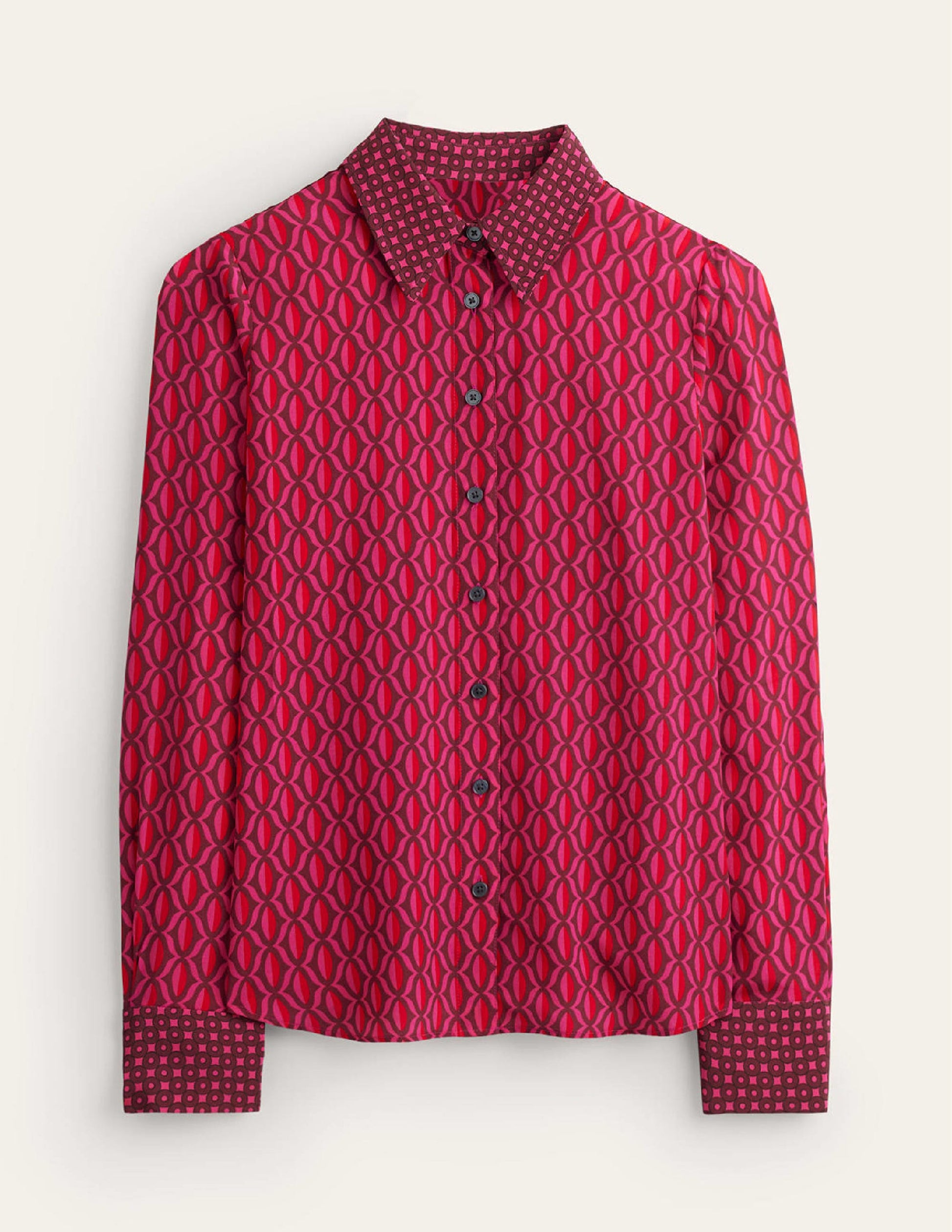 Sienna Silk Shirt-Vibrant Pink, Geo Valley-6