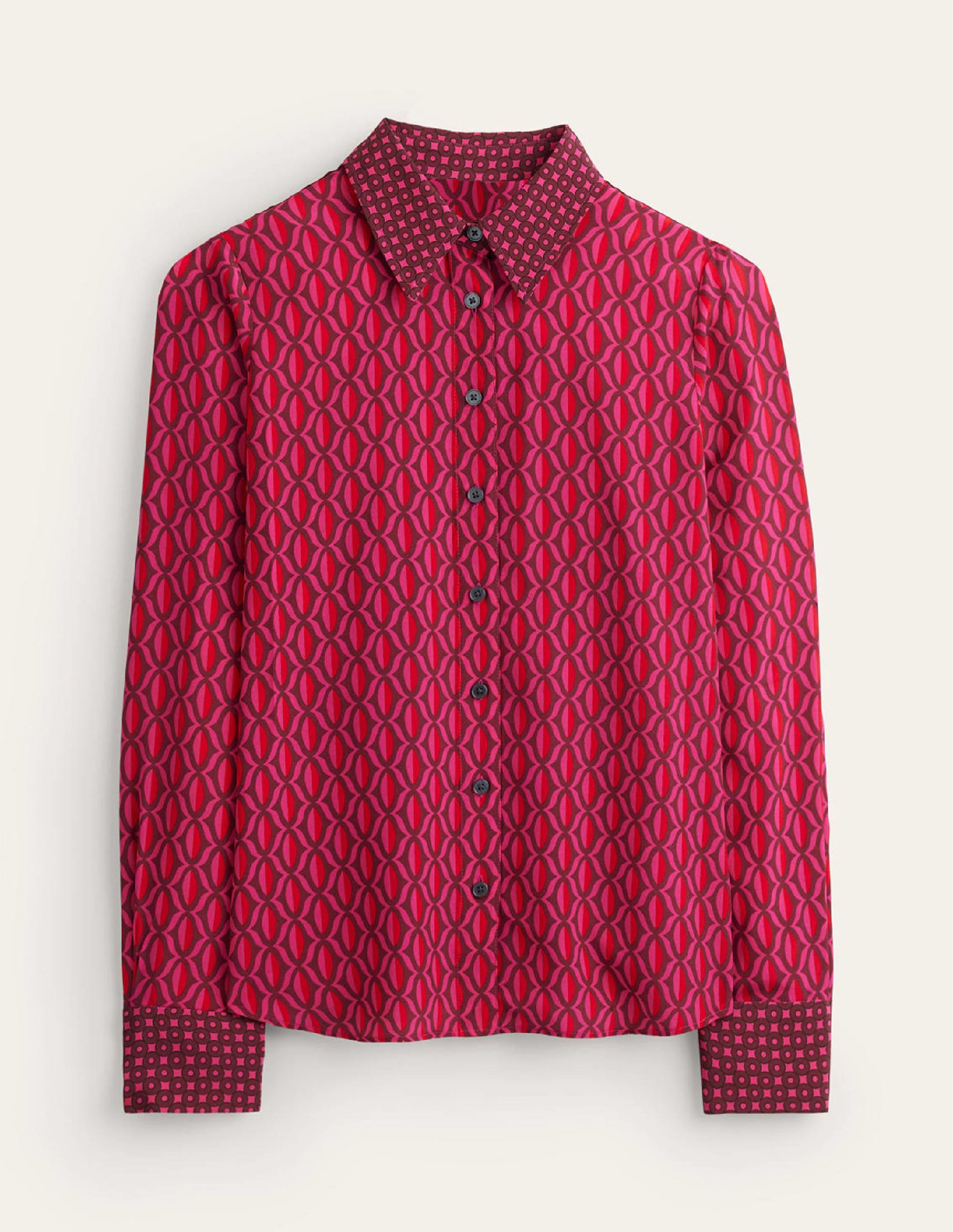 Sienna Silk Shirt-Vibrant Pink, Geo Valley - Image 6