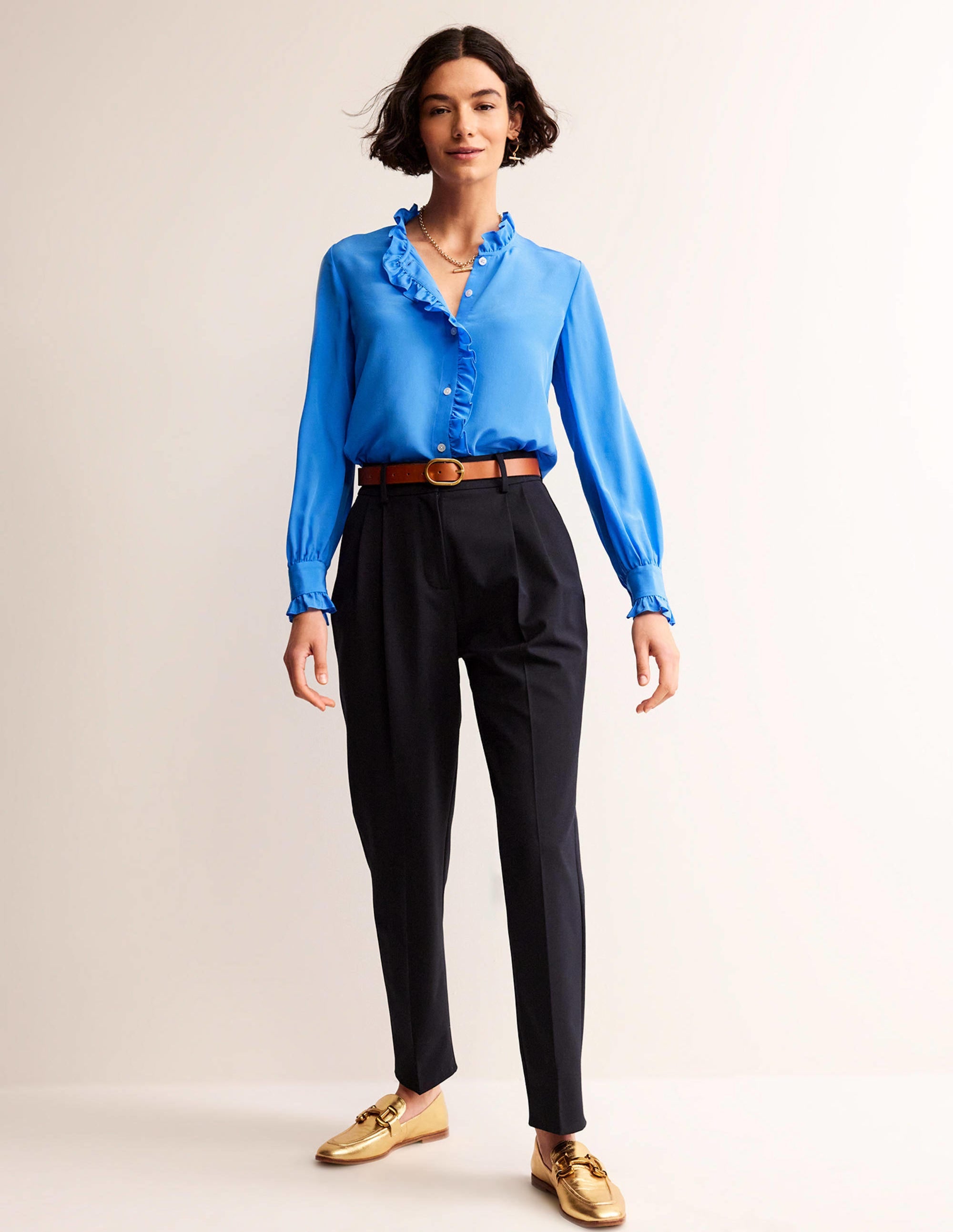 Ruffle Neck Silk Blouse-Surf the Web - Image 4