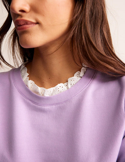 Broderie Trim Sweatshirt-Orchid Bloom-2