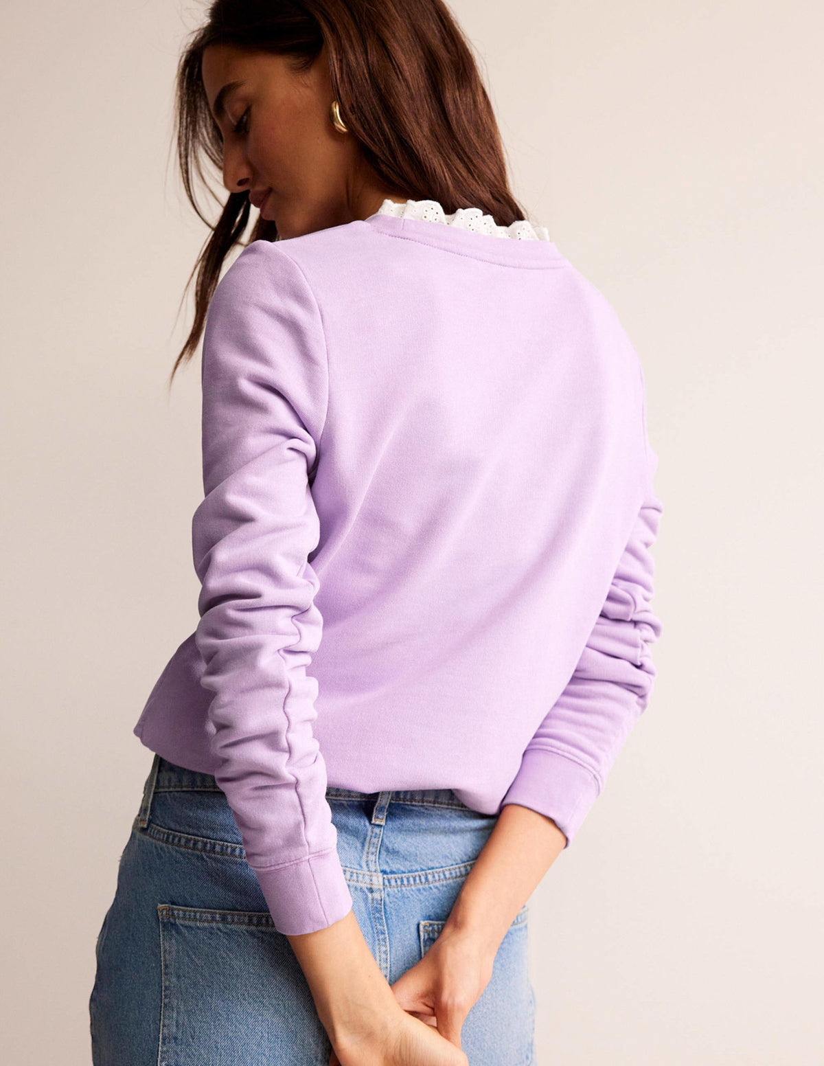 Broderie Trim Sweatshirt-Orchid Bloom - Image 3