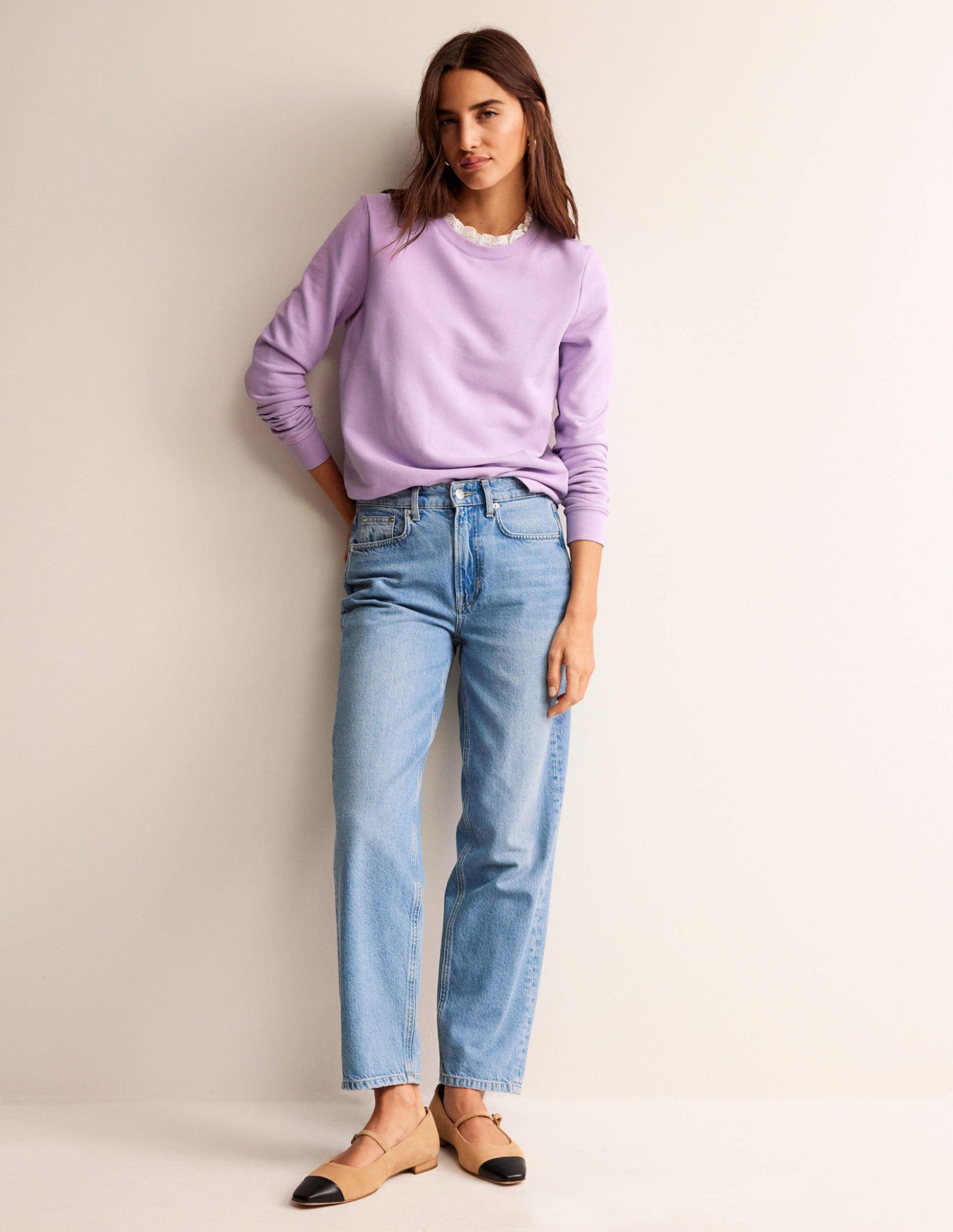 Broderie Trim Sweatshirt-Orchid Bloom-4