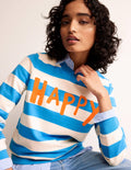 Hannah Embroidered Sweatshirt-Blue, Happy