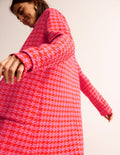 Button Checked Fitted Coat-Dogstooth