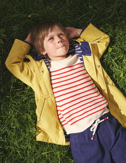 Nautical Stripe Jumper-Ecru Marl and Jam Red Stripe-1