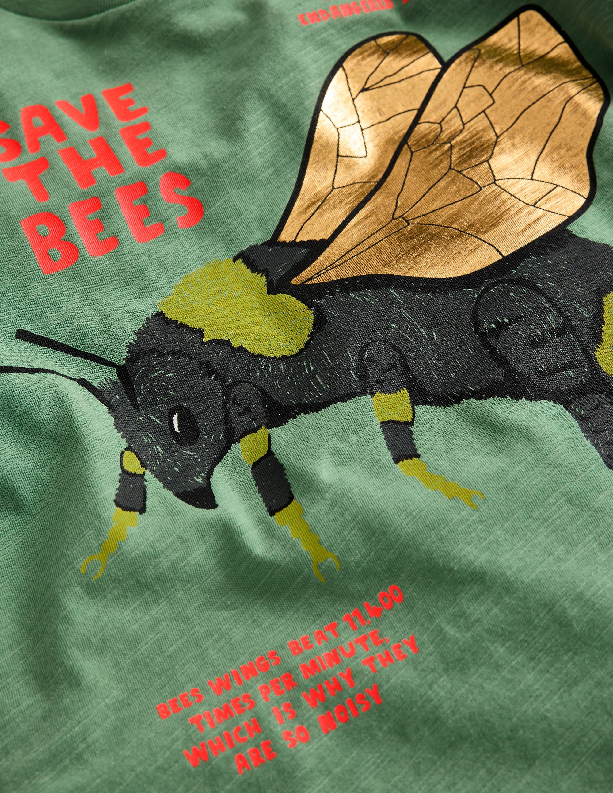 Foil Printed T-shirt-Rosemary Green Bee - Image 3