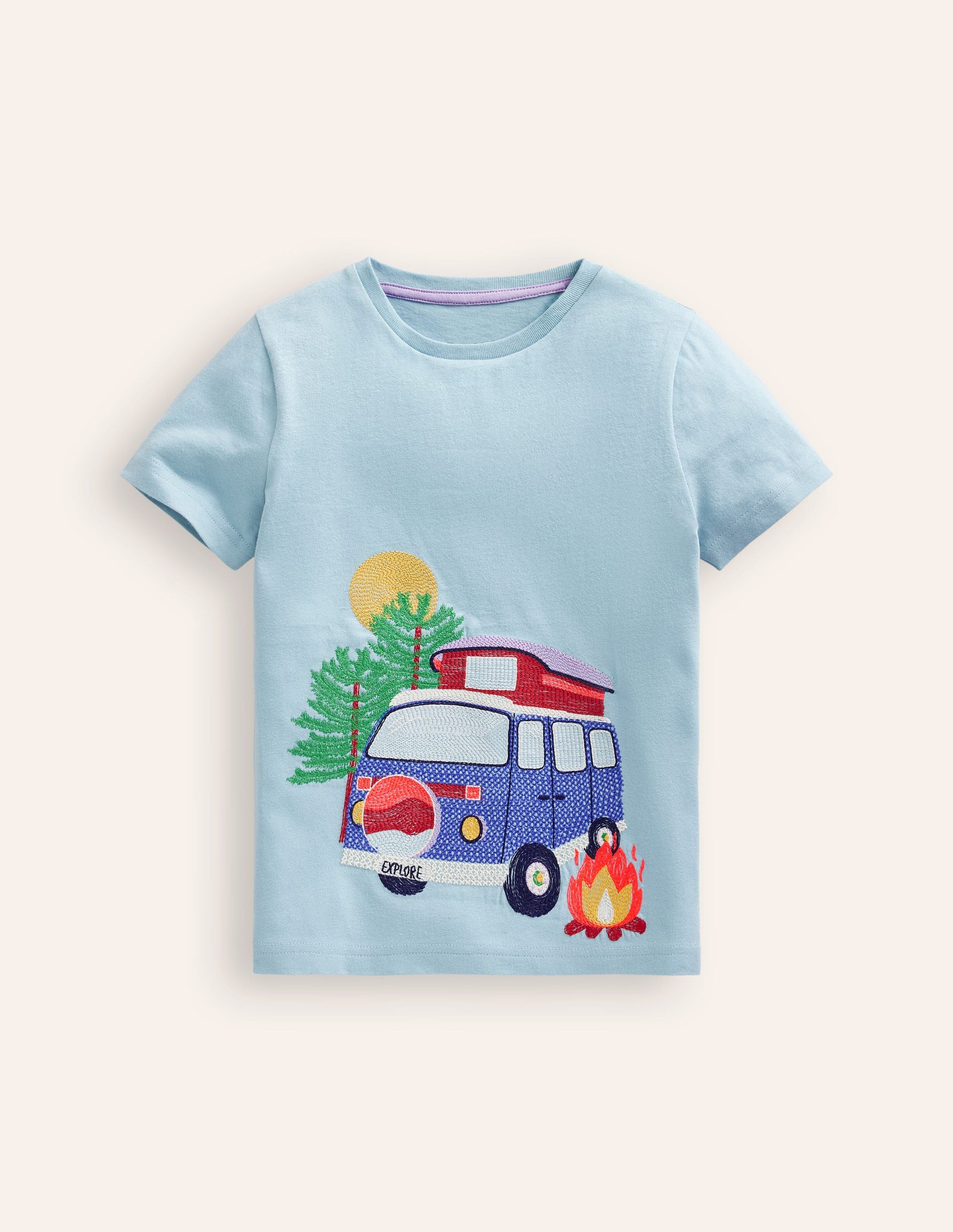 Vehicle Superstitch T-shirt-Vintage Blue Campervan-1