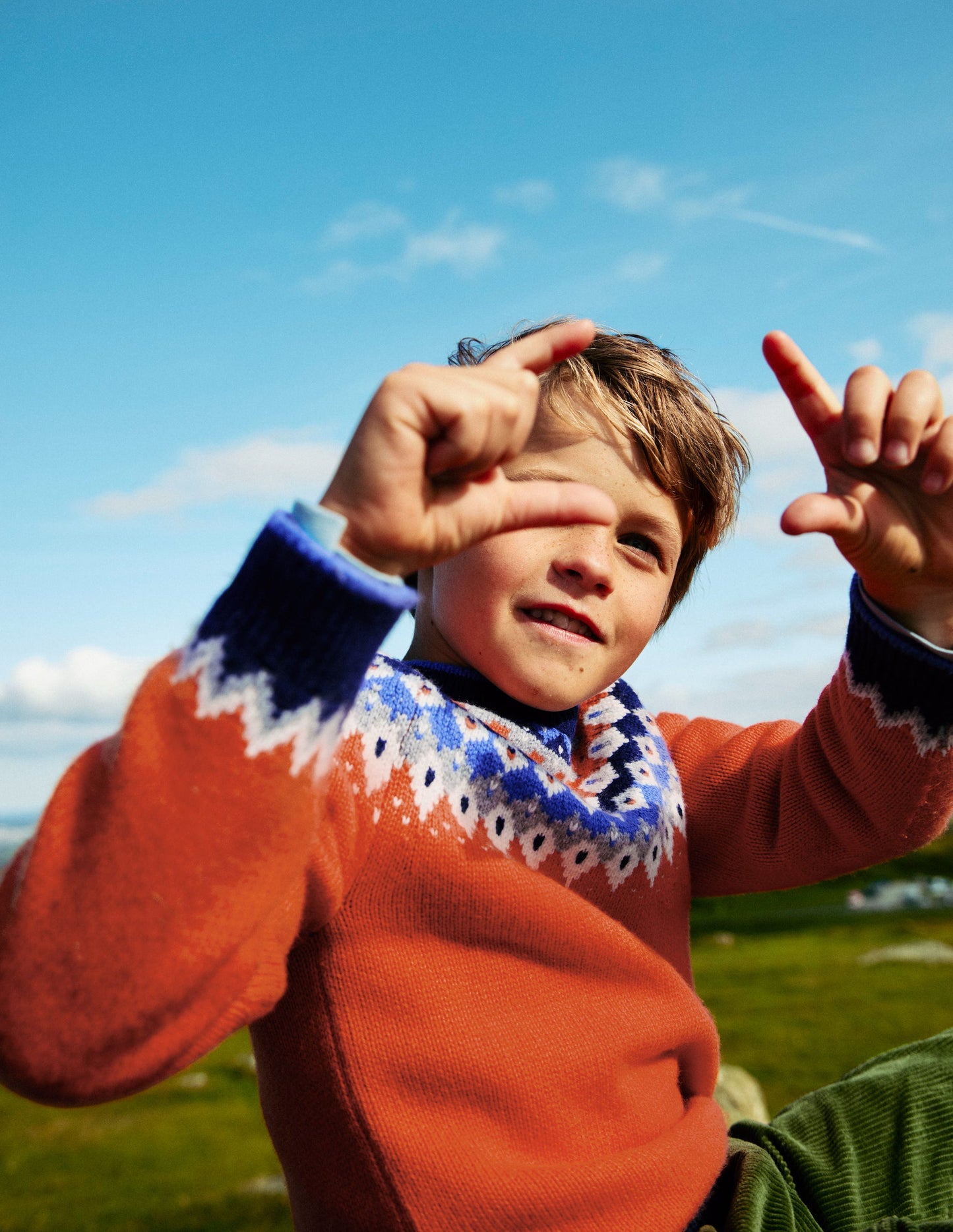 Fair Isle Jumper-Terracotta Orange