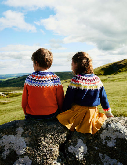 Fair Isle Jumper-Terracotta Orange