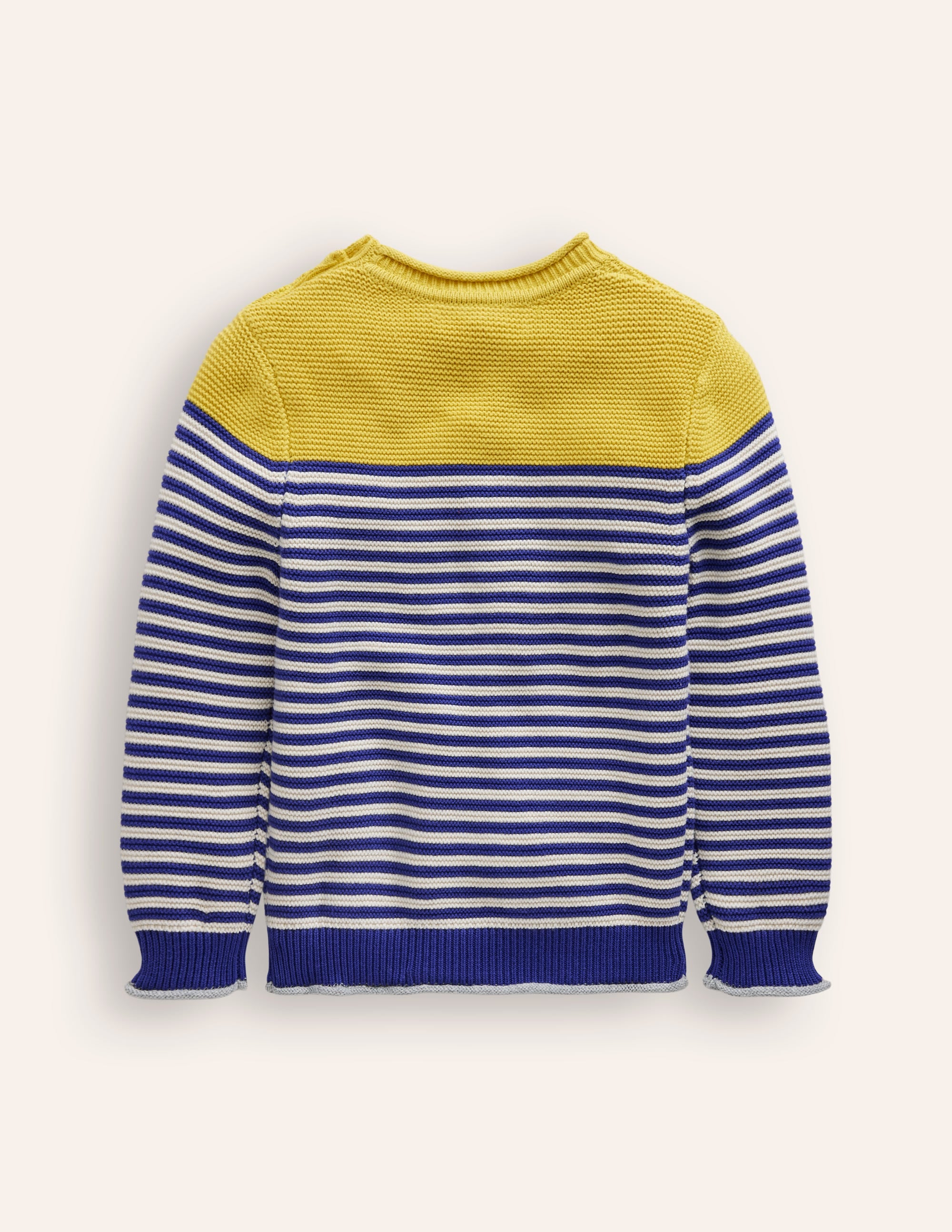 Everyday Stripe Cotton Jumper-Sapphire Blue & Ecru Marl - Image 2