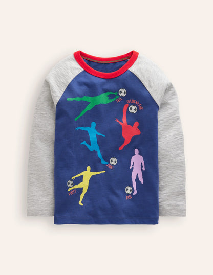 Printed Logo Raglan T-Shirt-Starboard Blue Football