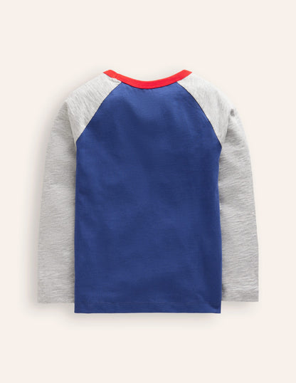 Printed Logo Raglan T-Shirt-Starboard Blue Football