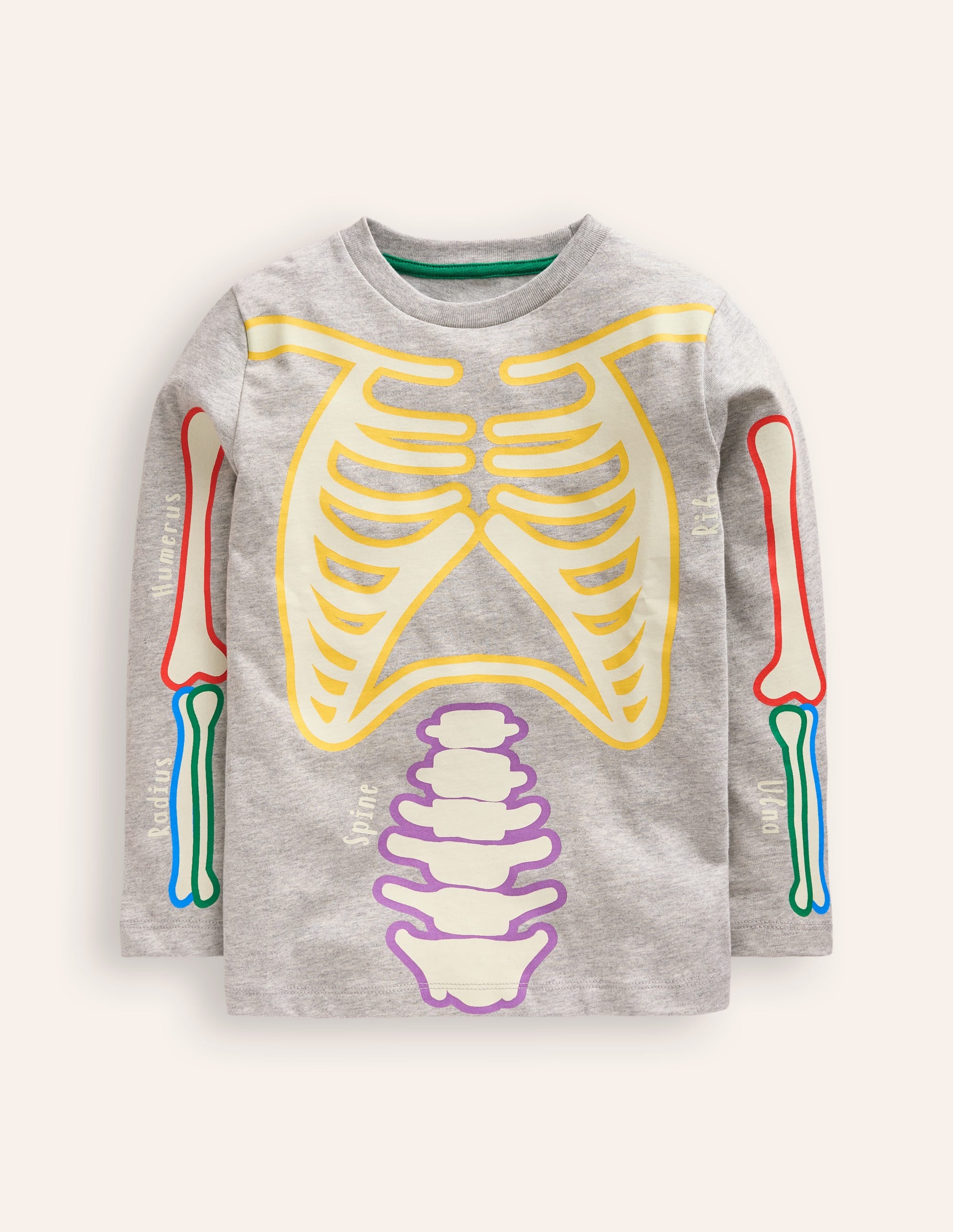 Glow-In-The-Dark T-Shirt-Grey Marl Skeleton - Image 1