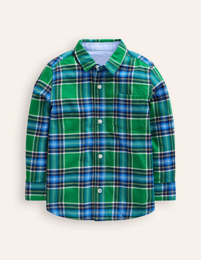 Cosy Cotton Check Shirt-Highland Green/Greek Blue