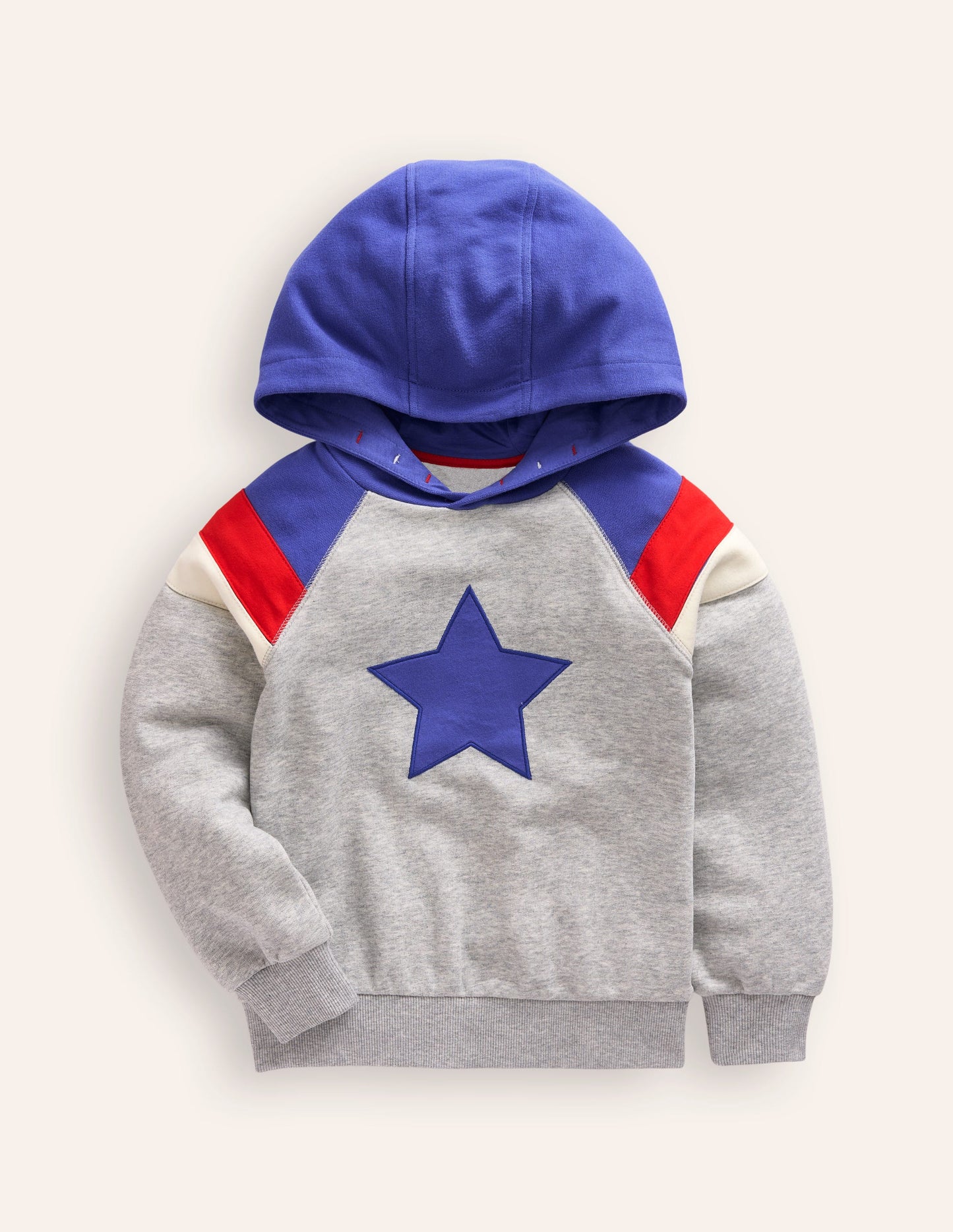 Colour Block Hoodie-Grey Marl