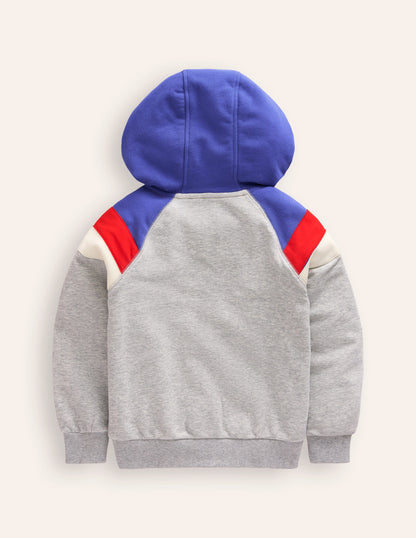 Colour Block Hoodie-Grey Marl-2