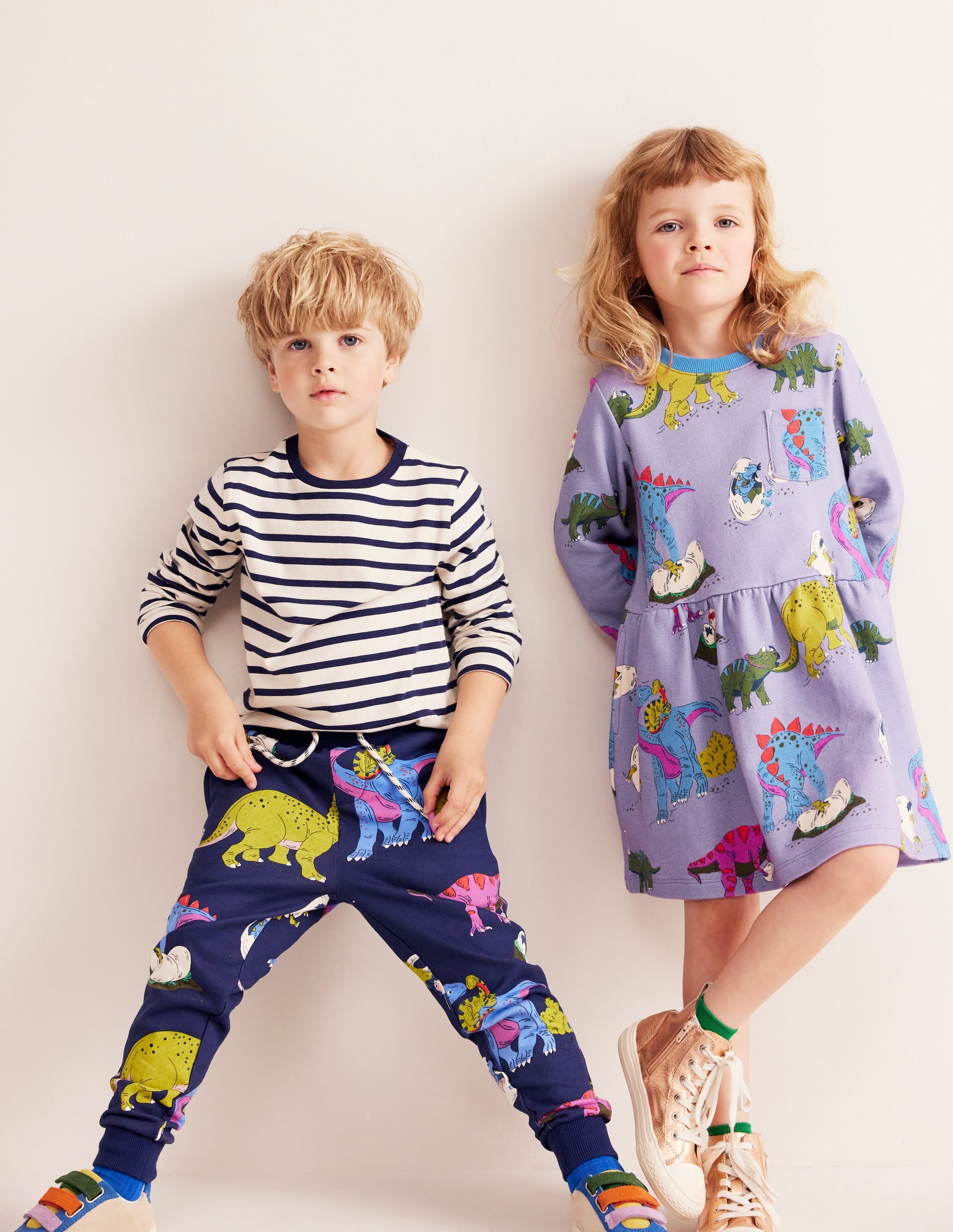 Printed Joggers-Multi Dino Family - Image 1