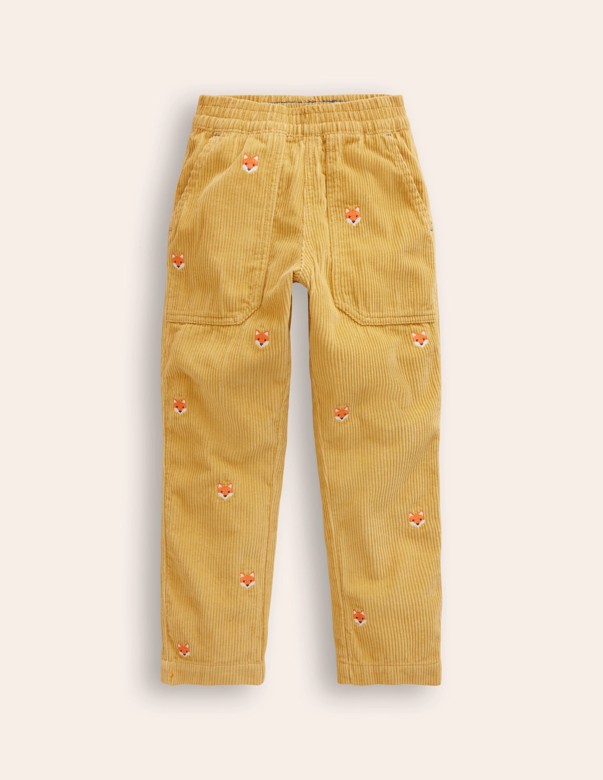 Pull-On Cord Trousers-Honeycomb Yellow Foxes - Image 1