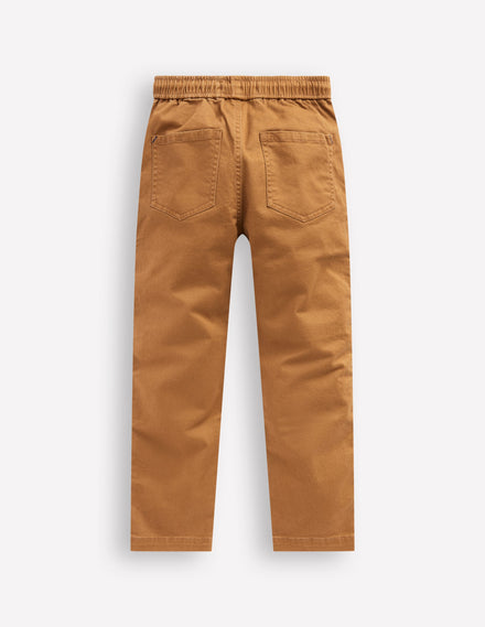 Slim Pull-On Trousers-Butterscotch Brown