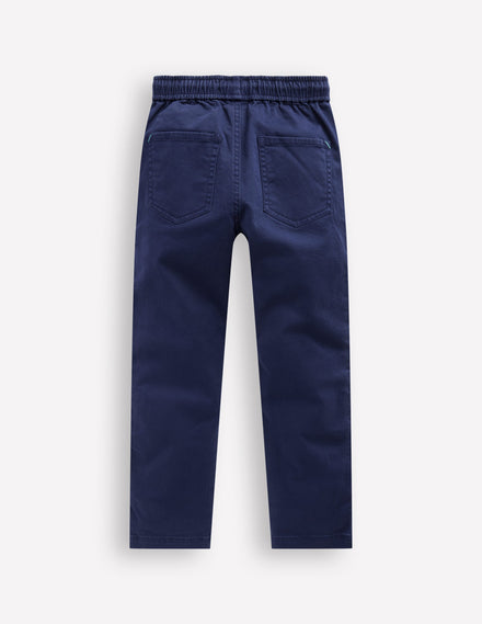 Slim Pull-On Trousers-College Navy Twill