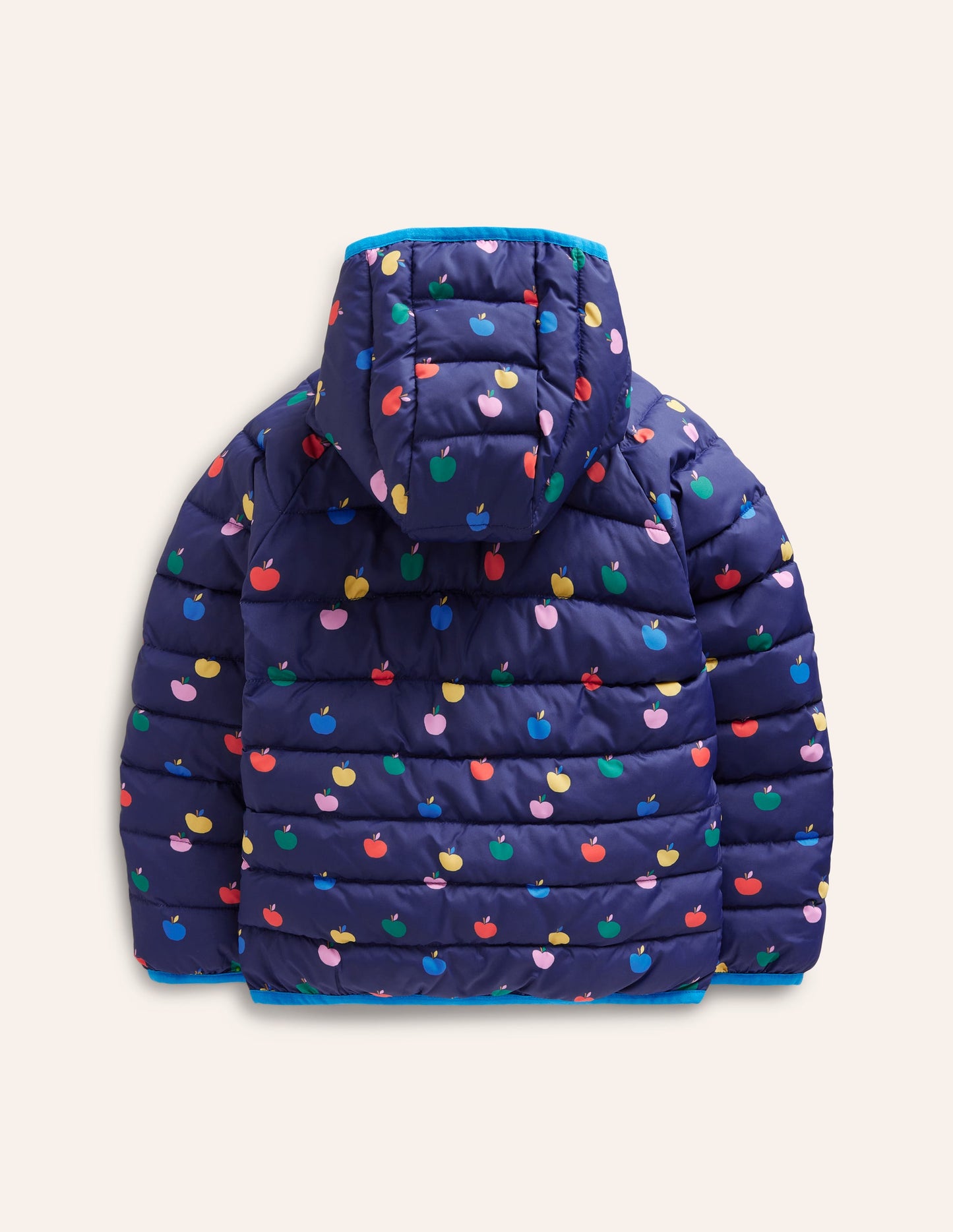 Pack-Away Padded Jacket-College Navy Rainbow Apples