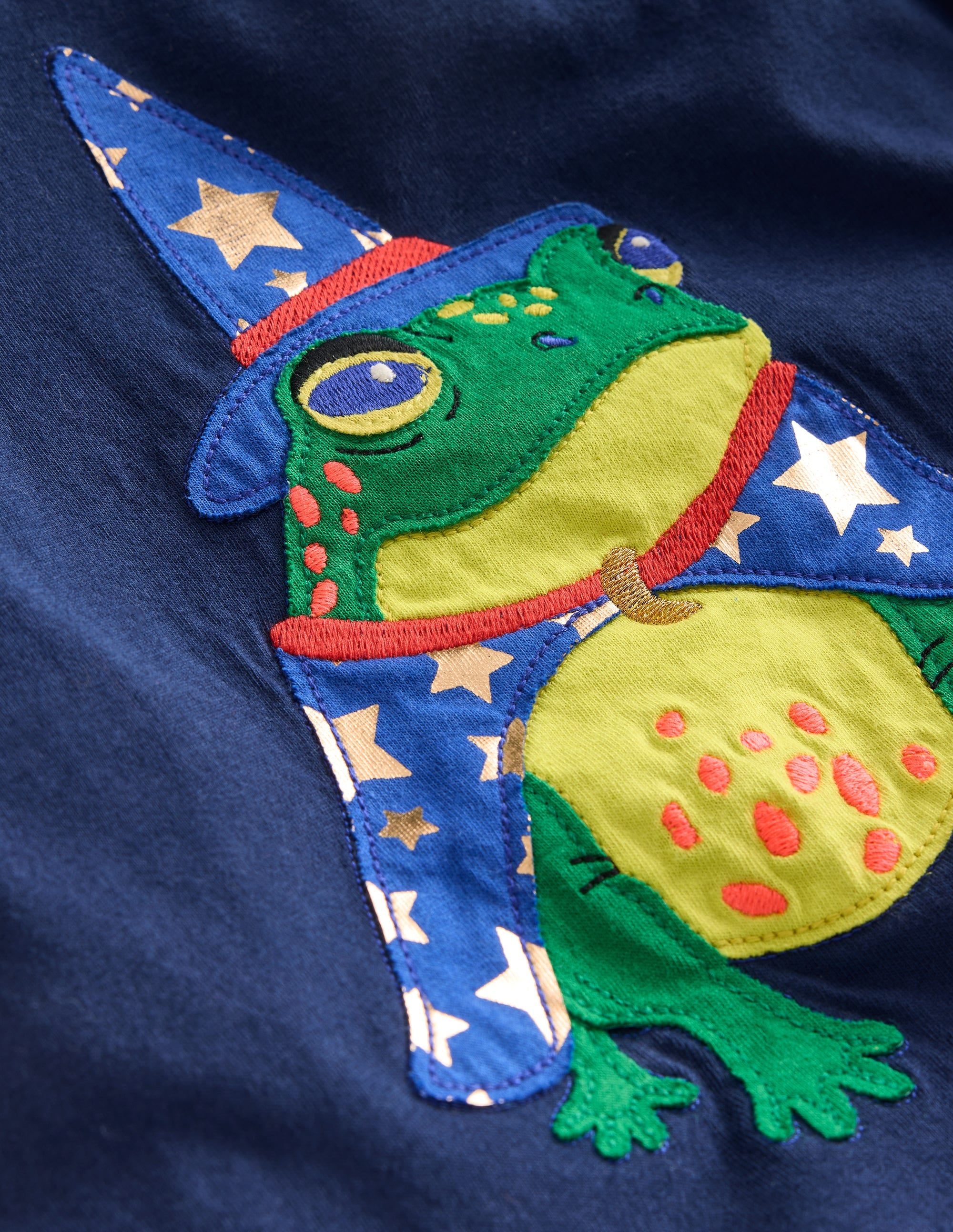 Halloween Appliqué T-shirt-College Navy Frog - Image 3