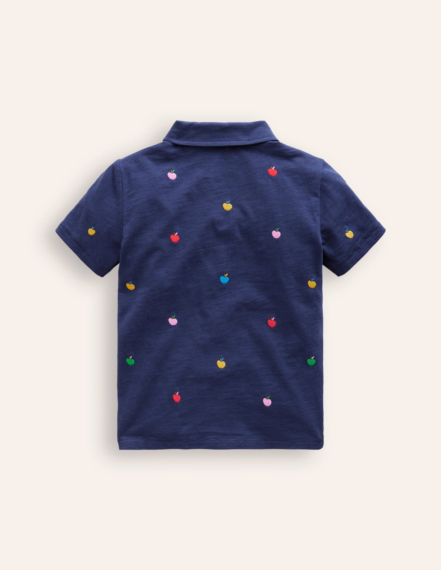 Embroidered Slub Polo Shirt-College Navy Apples