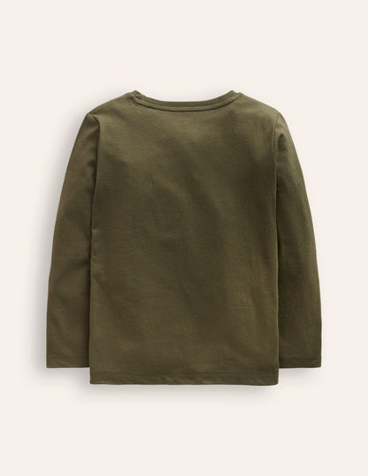 Boucle Detail T-shirt-Classic Khaki Dino