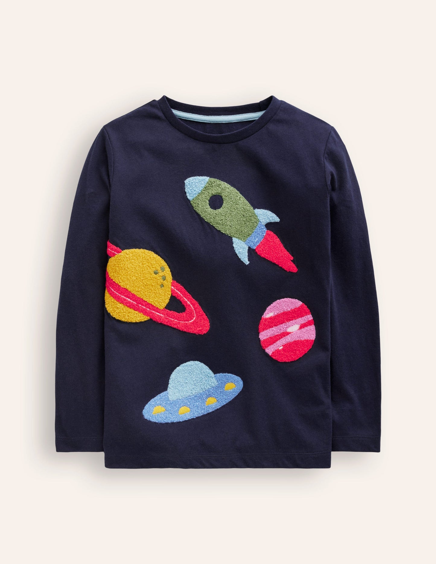 Boucle Detail T-shirt-College Navy Planets