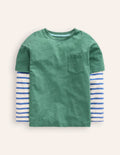 Mock Sleeve T-Shirt-Spruce Green