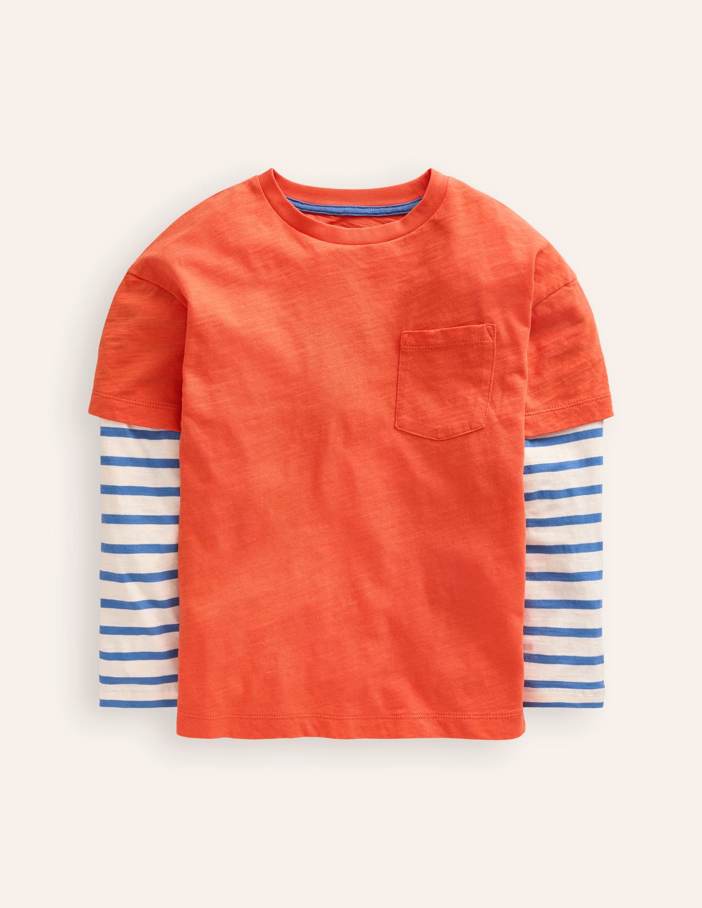 Mock Sleeve T-Shirt-Terracotta Orange