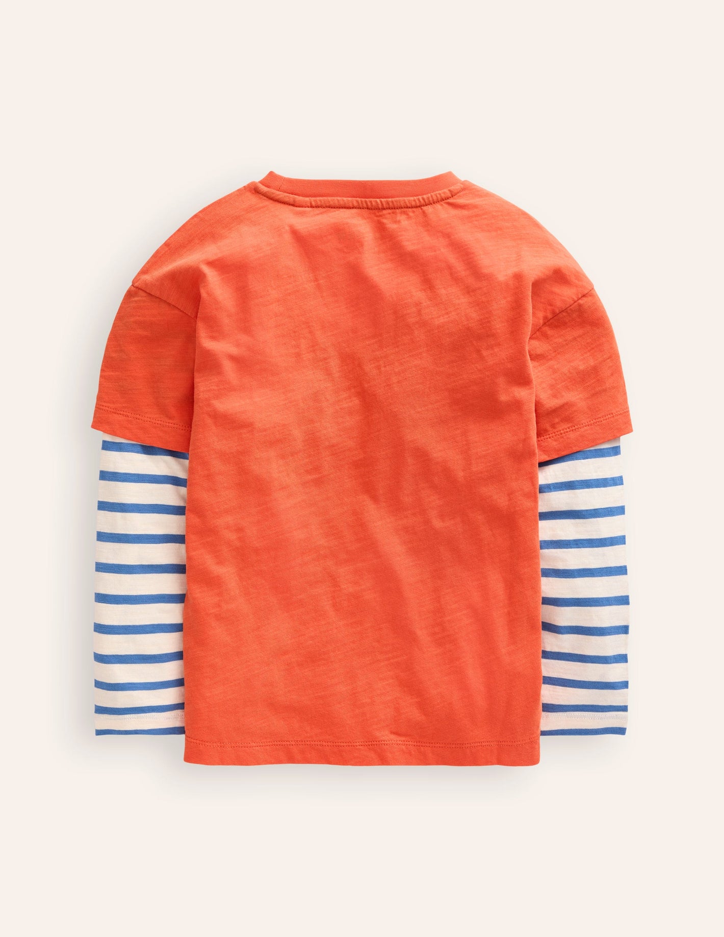 Mock Sleeve T-Shirt-Terracotta Orange