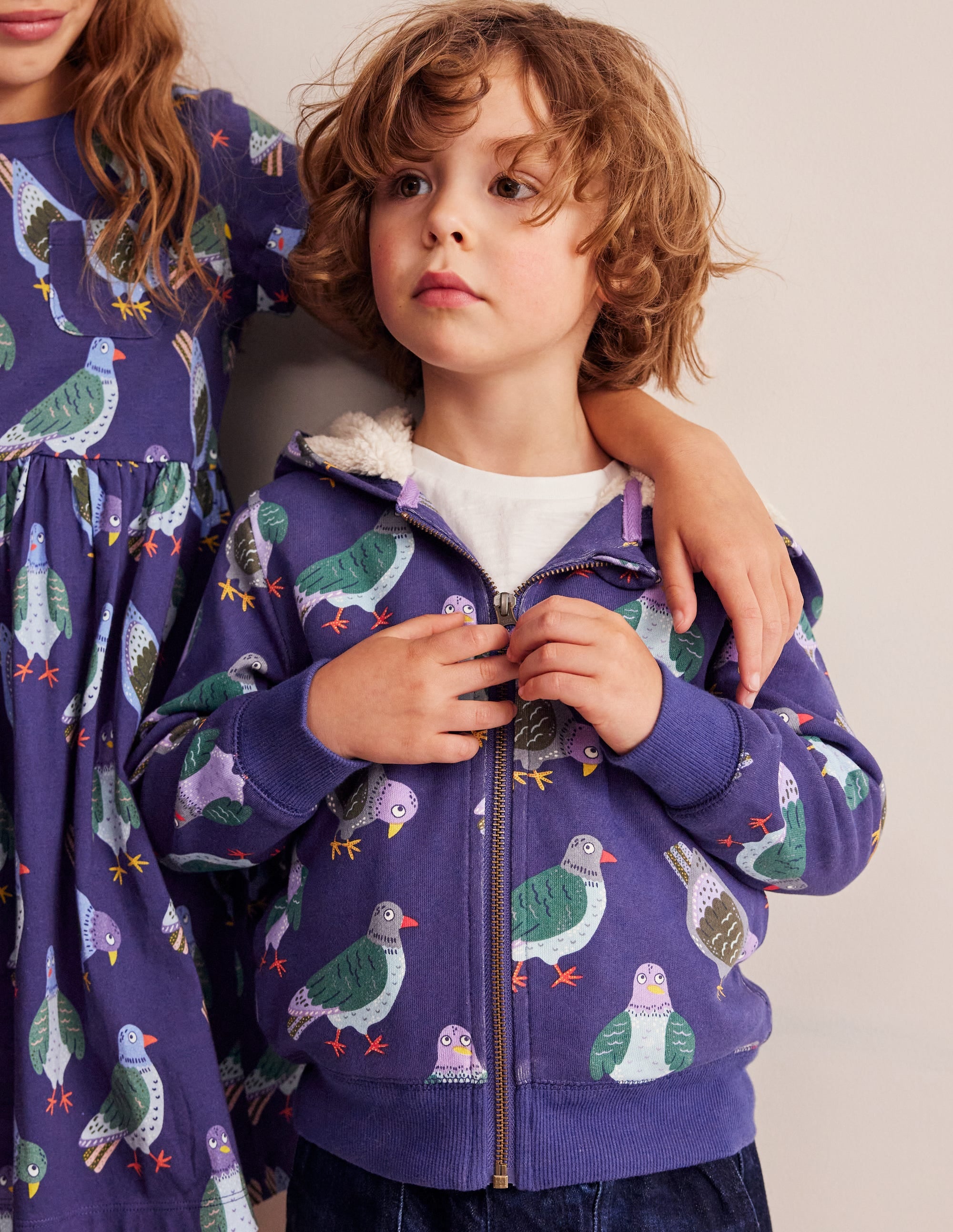 Shaggy-Lined Hoodie-Starboard Blue Pigeons - Image 2