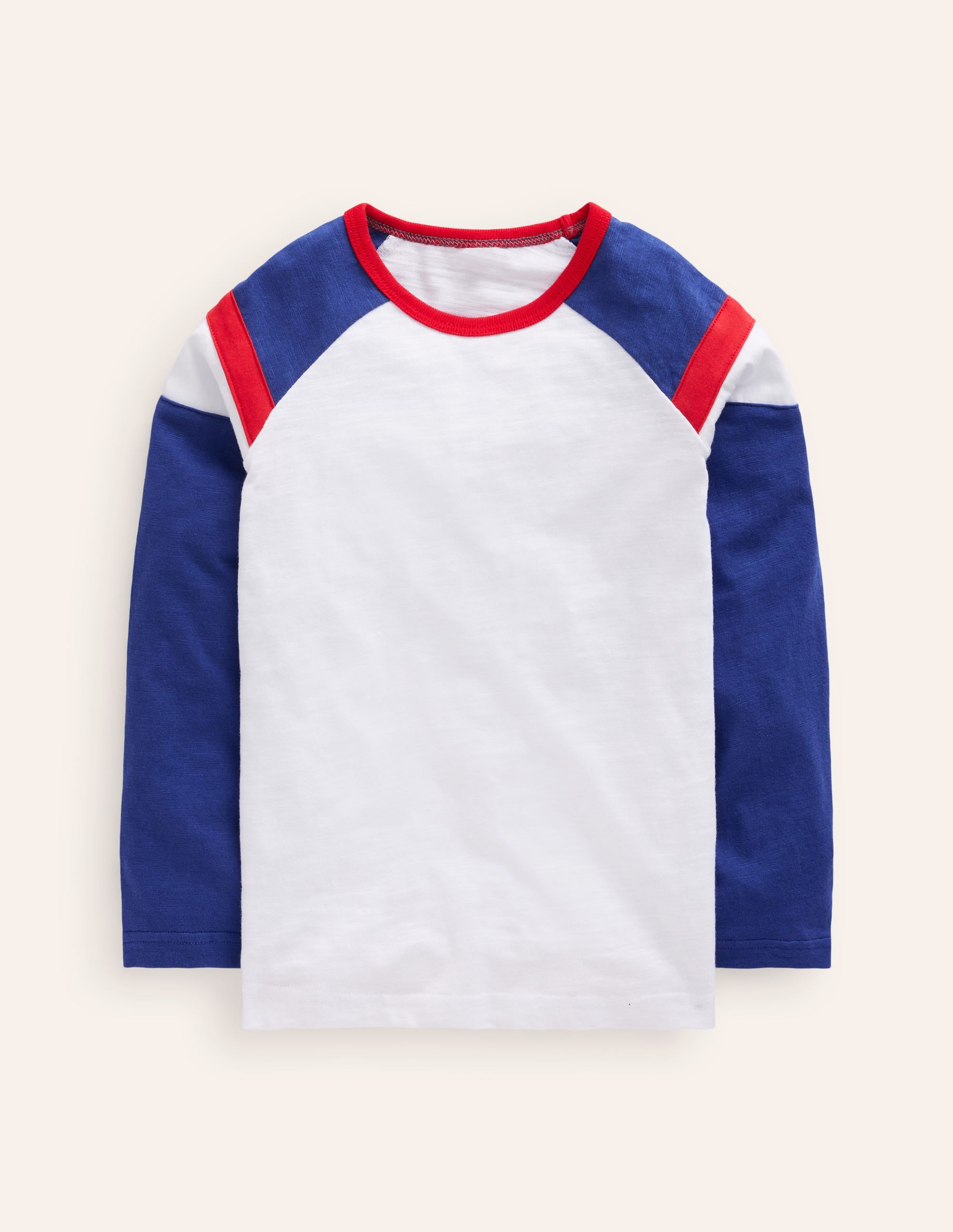 Long Sleeve Raglan T-shirt-Ivory/ Dazzling Blue - Image 1