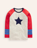 Long Sleeve Raglan T-shirt-Oatmeal Marl/ Sunset Orange