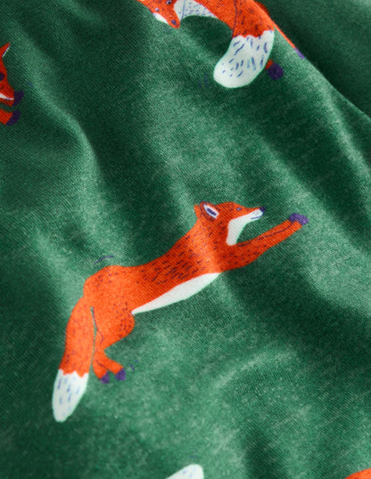 Snug Long John Pyjamas-Jewel Green Foxes